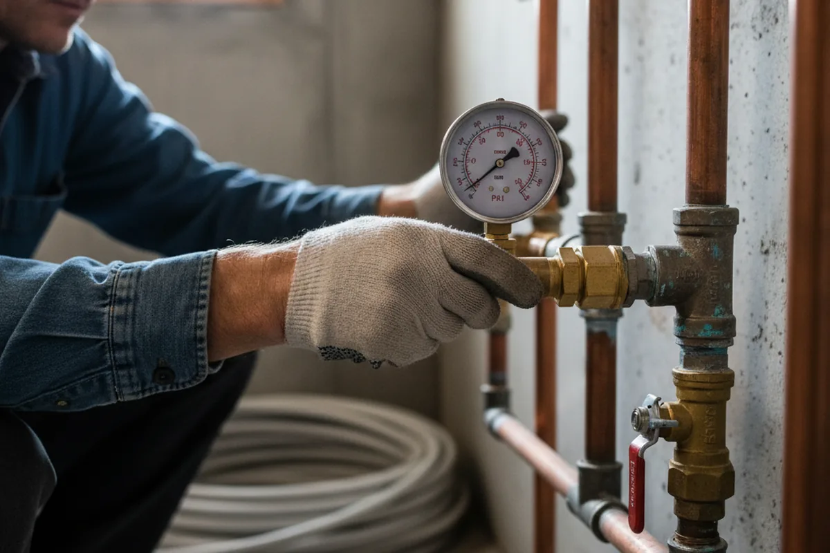Pressure testing a repaired line during Water Line Repair in Dunn
